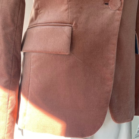 Frame Single Breast Lined Velvet Blazer Notch Lapel Pockets Old Rose - 0 - Picture 11 of 14